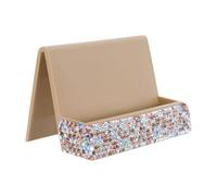 WRITWAA Golden Business Card Holder with Rhinestone Single-Sided Horizontal Business Name Card Display Stand for Office Desk for Professional Use