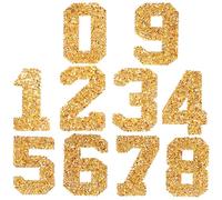 WRITWAA Golden Rhinestone Number Iron on Patch with Hot Melt Glue for Wallet and Backpack Repairing, Practical and Elegant DIY Embellishments for Mending and Reinforcing Clothes