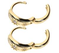 WRITWAA Golden S925 Silver Rhinestone Star Hoop Earrings for Women, 1 Pair, Fine Workmanship, Minimalist Ear Jewellery, Fashion Accessory
