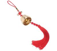 WRITWAA Gourd Shape Brass Wind Chime with Chinese Knot Hanging Ornament for Car Rearview Mirror, Traditional Automotive Charm and Car Interior Accessory with Large Red Tassel, Feng Shui