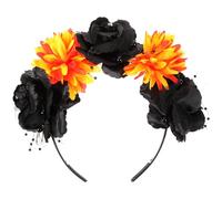 WRITWAA Halloween Floral Crown Headband for Women Gothic Flower Hair Band for Cosplay and Parties Headpiece for Day Dead and Halloween Celebrations