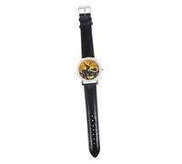 WRITWAA Halloween Leather Quartz Wrist Watch for Men and Women with Black Leather Strap, Easy to Read Round Dial, Sweeping Movement, for Ghost Festival or Casual Wear
