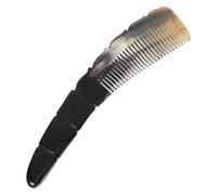 WRITWAA Handmade Black Ox Horn Comb with Anti-static Function and Easy Hold for Hair Massage, Natural Texture Long Hair Comb with Beautiful Carved Handle