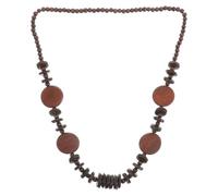 WRITWAA Handmade Large Bead Necklace with Natural Wood and Coconut Shell, Long Comfortable Design Featuring Geometric round Shapes, for Summer and Occasions