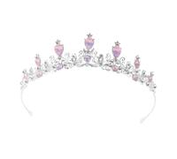 WRITWAA Headband Pink Crown Tiara Accessory Rhinestone and Alloy Hair Headpiece Unique Shining for Wedding Engagement Bridal Suitable for Sister and Daughter
