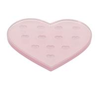WRITWAA Heart-shaped Eyelash Glue Holder Pallet with 12-hole Crystal Glass Pad for Eyelash Grafting Salon Supply Pink Acrylic Plates for Lash Extensions