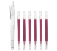 WRITWAA Heat Erasable Fabric Marker Pen Set with 6 Refills, 0.8mm Medium Point Plastic Pens Featuring Advanced Heat Disappearing Technology for Sewing, Quilting and Embroidery on The Go