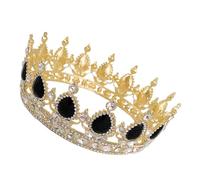 WRITWAA High-end Tiara Crystal Crown with Water Drop Design, Lightweight Alloy Material, Delicate and Charming Hair Decoration for Dance Parties and Special Occasions, Black Hair Accessory