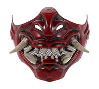 WRITWAA Japanese Samurai Devil Mask for Halloween Party Half Face Cosplay Mask Scary Demon Costume Props for Masquerade and