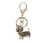 WRITWAA Keychain Keyring Dachshund Dog Crystal Rhinestones Keychains Women Key Chain Decorative Key Ring for Car