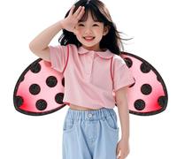 WRITWAA Kids Ladybird Wings for Girls, Foldable Fancy Dress Accessory