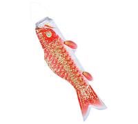 WRITWAA Koi Wind Sock Fish Shaped Hanging Decoration, Koi Flag, Satin, Red, Front Yard and Backyard Outdoor Decor, Japanese Style