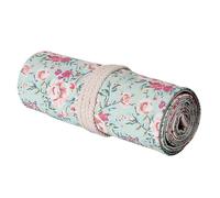 WRITWAA Large Capacity Pencil Case Roll Wrap Portable Canvas Pencil Holder Organizer with Multiple Slots Rolling Wraps Buckle Design Elegant Floral Style for Friends Who Love Drawing
