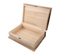 WRITWAA Large Vintage Wooden Storage Box with Hinged Lid and Front Clasp Memorial Keepsake Container Creative Book-shaped Rustic Storage Case for Home Organization and Decorative Display