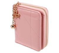 WRITWAA Lightweight Quilted Pu Leather Small Wallet for Women with Zippered Coin Pocket Compact Design Stylish Pink Clutch Purse for Everyday Use