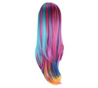 WRITWAA Long Gradient Colour Wig with Natural Hairline, High Temperature Silk Synthetic Hair for Theme Parties and Shooting, Straight Middle Part Colourful Cosplay Hairpiece