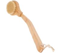 WRITWAA Long Handle Shower Back Brush with Natural Boar Bristle, Soft Exfoliating Body Scrubber for Men, Bamboo Color Wooden Bath Brush for Dry Brushing and Deep Cleansing