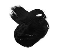 WRITWAA Long Straight Synthetic Hairpiece Extensions Claw Clip Ponytail Wig Natural Looking Black Double Ponytail for Women Cosplay Party Use
