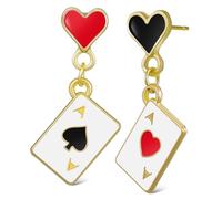 WRITWAA Love Playing Card Earrings Jewelry Love Heart Earrings for Women for Women Dangling Drops Alloy