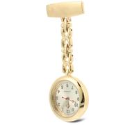 WRITWAA Luminous Nurse Pocket Watch Gold Shell Elegant Clip-on Design Portable Glow Brooch for Nurses Doctors and Healthcare Professionals
