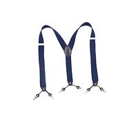 WRITWAA Men’s Elastic Pants Suspenders with 6 Strong Clips, Navy Blue Adjustable Trouser Braces for Formal and Casual Wear