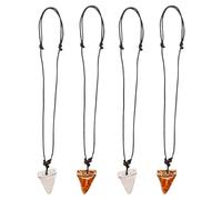 WRITWAA Men'S 4Pcs Adjustable Faux Bone Necklace Set Featuring Carved Shark Pendants, Coastal Surf Jewelry for Beach Outings and Tropical Travel