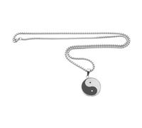 WRITWAA Men's Stainless Steel Tai Chi Necklace Black and White Pendant Feng Shui Amulet Water-resistant Chain for Active and Everyday Wear