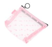WRITWAA Mesh Cosmetic Bag Small Travel Pouch with Zipper Heart Design Portable Makeup Organizer for Female Travelers