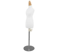 WRITWAA Mini 1/4 Scale Dressmaker Dummy with Silver Base and Wood Cover, Small Tailoring Classroom Mannequin for Garment Display and Sewing Practice