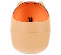 WRITWAA Mini Desktop Waste Bin with Lid, Cartoon Garbage Container, Space-saving Lightweight Plastic Trash Can for Kitchen and Storing Trash, Lovely Yellow Small Bin