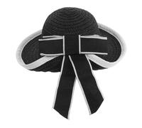 WRITWAA Miniature Mini Straw Hat with Black Bow Knot Realistic Woven Texture Portable Doll Accessory for Various Head for Doll Styling Craft Projects and Dollhouse Decoration