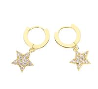 WRITWAA Minimalist Star Hoop Earrings for Women Copper Ear Buckles with Cubic Zirconia Lightweight Five-pointed Star Design Secure Fit for Daily Wear and Special Occasions