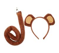 WRITWAA Monkey Costume, Monkey Ear Headband And Tail Set, Soft Brown Animal Ears Hairband for Halloween, Carnival, Book Week, Jungle Supplies Cosplay Dress Up Accessories