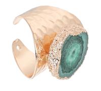 WRITWAA Natural Stone Crystal Gold Plated Women Finger Ring Irregular Raw Gemstone Decorative Jewelry for Party and Spiritual Wear