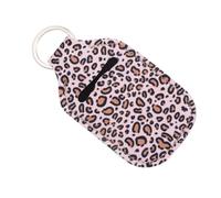 WRITWAA Neoprene Hand Bottle Covers 4Pcs with Key Ring Leopard Print for Travel Toiletry Bottles and Lip Gloss Holders Lightweight Pouch