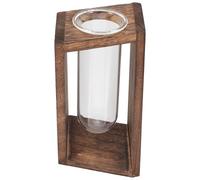 WRITWAA Nordic Style Wooden Rack Test Tube Vase for Plant Propagation, Small Glass Hydroponic Flower Vase with Stand, Indoor Terrarium Planter for Home and Office Decor