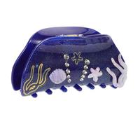 WRITWAA Ocean Blue Acrylic Hair Claw Clip Semi-circle Shape for Thick Hair Women Girls Strong Grip Suitable for Daily and Beach Use