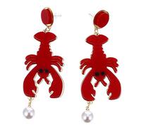 WRITWAA Ocean Theme Pearl Drop Earrings for Women Quirky Animal Dangle Jewelry Lightweight Fashion Ear Drops Daily Accessory for Casual and Festival Wear
