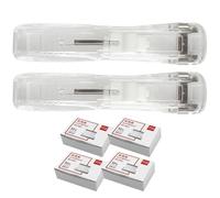 WRITWAA Paper Clip Dispenser Reusable Clamp Stapler Compact Plastic Iron with Replaceable Fixing Clips Assorted Style Packing Box for Managing Important Documents