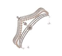 WRITWAA Pearl Crown Wedding Bride Headband Rhinestone Fashion Headdress Chic Hair Wear Stylish Decor for Birthday Party Coronation Accessories Women Queen Fancy Dress