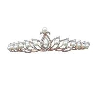 WRITWAA Pearl Wedding Crown Tile Dress Bride Pearl Crown Bride to Be Headband Crowns Bridal Headpieces for Wedding Princess Crown Women Brides Bachelorette Bride Crown Pearls Rhinestones