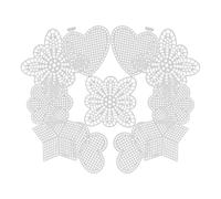 WRITWAA Plastic Mesh Canvas Sheets 25Pcs White for Cross Stitch and Needlepoint Crafting Featuring Butterfly Heart Star and Plum Blossom Designs for Handmade Projects