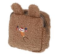 WRITWAA Plush Sanitary Napkin Storage Bag with Embroidered Cartoon Rabbit Design, Portable Makeup Pouch for Keys and Menstrual Pads, Brown Lovely Creative Bag for Everyday Use