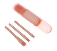 WRITWAA Portable 4-in-1 Mini Makeup Brush Set for Women with Cover, Multifunctional Design Artificial Fiber and Metal Travel Makeup Brushes on The Go Touchups