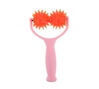 WRITWAA Portable Manual Shoulder Massager Roller Stick for Muscle Relief Lightweight Body Massaging Tool with Handle Pink for Office Workers and Travel Use