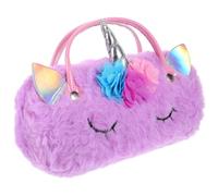 WRITWAA Portable Unicorn Glasses Case with Handle Travel Organizer for Plush Eyeglass Pouch in Purple Protective Anti-scratch Storage for Sunglasses and Spectacles