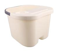 WRITWAA Portable White Plastic Foot Bath Basin with Massaging Particles and Thermal Retention Lid Compact Soak Bucket with Cover for Spa at Home Or Office Easy Maintenance Foot Spa Tub