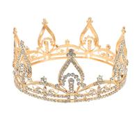 WRITWAA Princess Crown for Bride Elegant Rhinestone round Tiaras Wedding Hair Accessory Shiny Headpiece Women Queen Crown Bridal Headpieces for Wedding