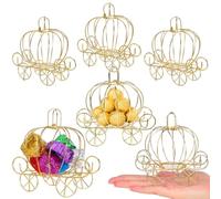 WRITWAA Pumpkin Carriage Candy Box: 6pcs Elegant Wedding Party Candy Box Gold Pumpkin Cart Decor for Carriage Treats, Goodies, Snack