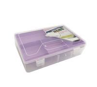 WRITWAA Purple Double-Deck Pen Storage Box with Large Capacity, Lightweight Plastic Stationery Case Protecting Pens and Tools from Damage, for Art and Craft Organisation